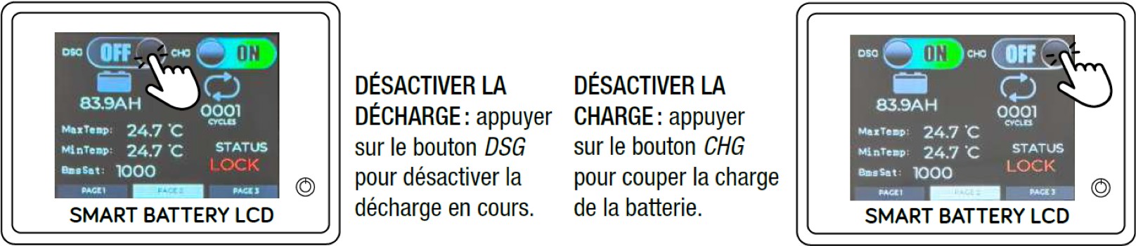 Capture d'écran BM-LT des fonctions coupe circuit batterie lithium